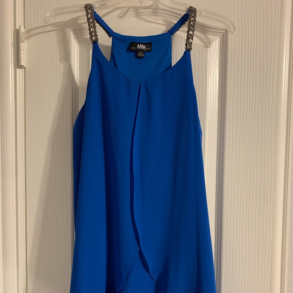 Blue chiffon I.N. San Francisco cocktail dress M.